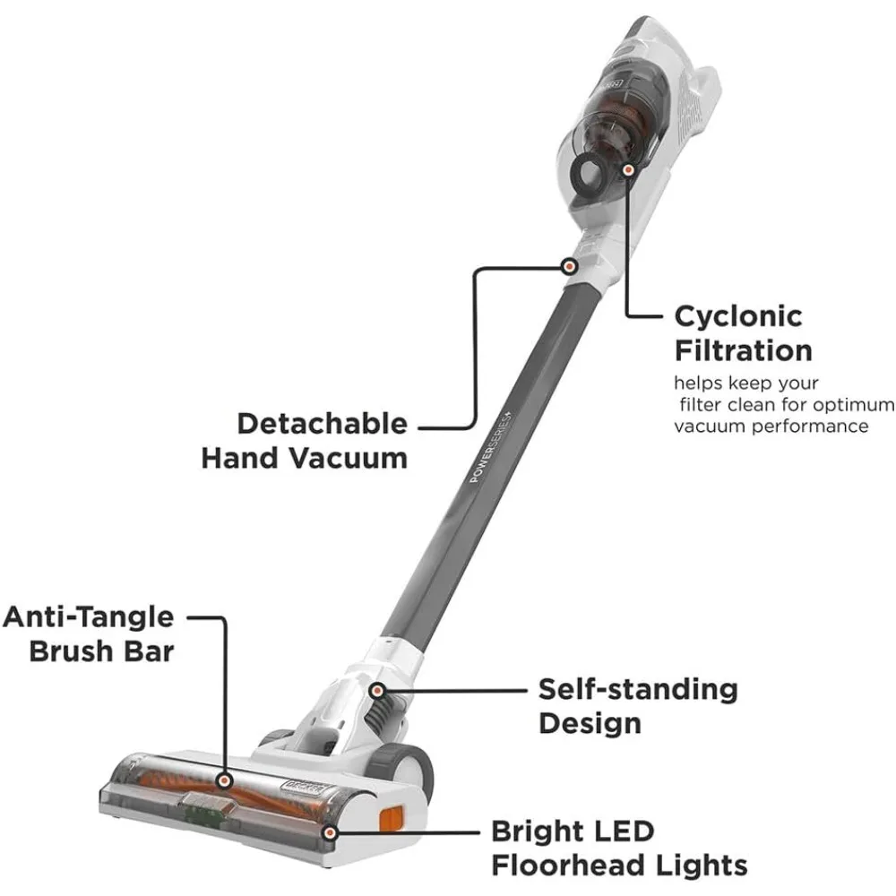 20V Cordless Stick Vacuum with LED Floor Lights, Lightweight, Multi-Surface  , Gray