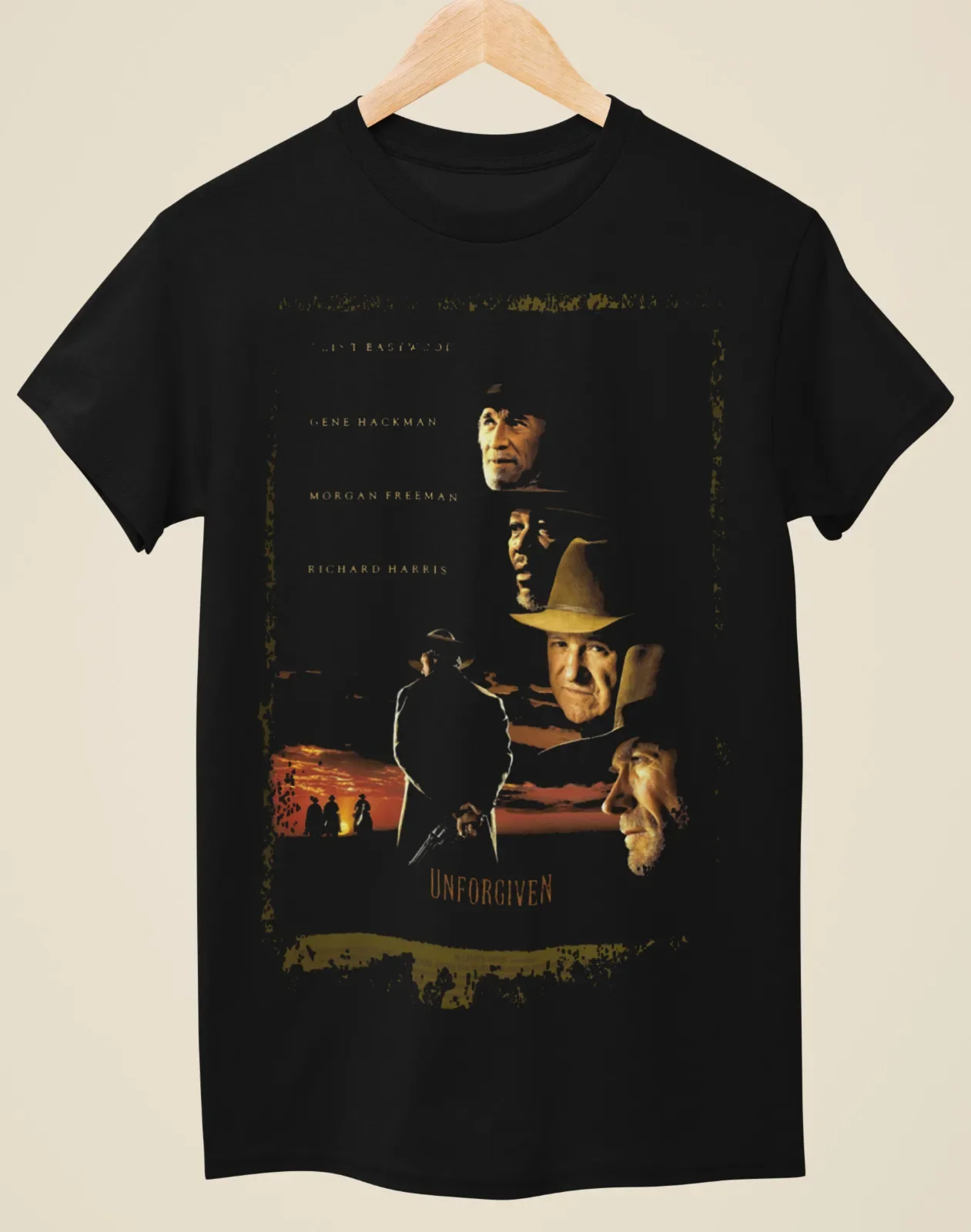 Unforgiven-โปสเตอร์ภาพยนตร์แรงบันดาลใจเสื้อยืดสีดำ unisex