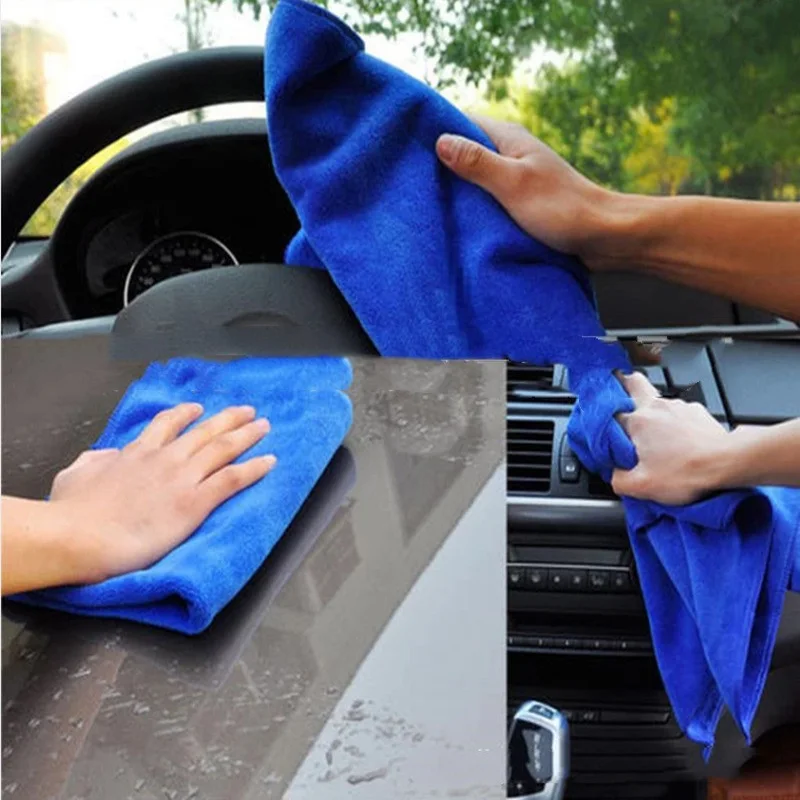 10Pcs/5Pcs Absorbent Towel Thicken Microfiber Suede Cloths Auto Car Motorcycle Cleaning Wash Beauty Supplies Tools Clean Stains