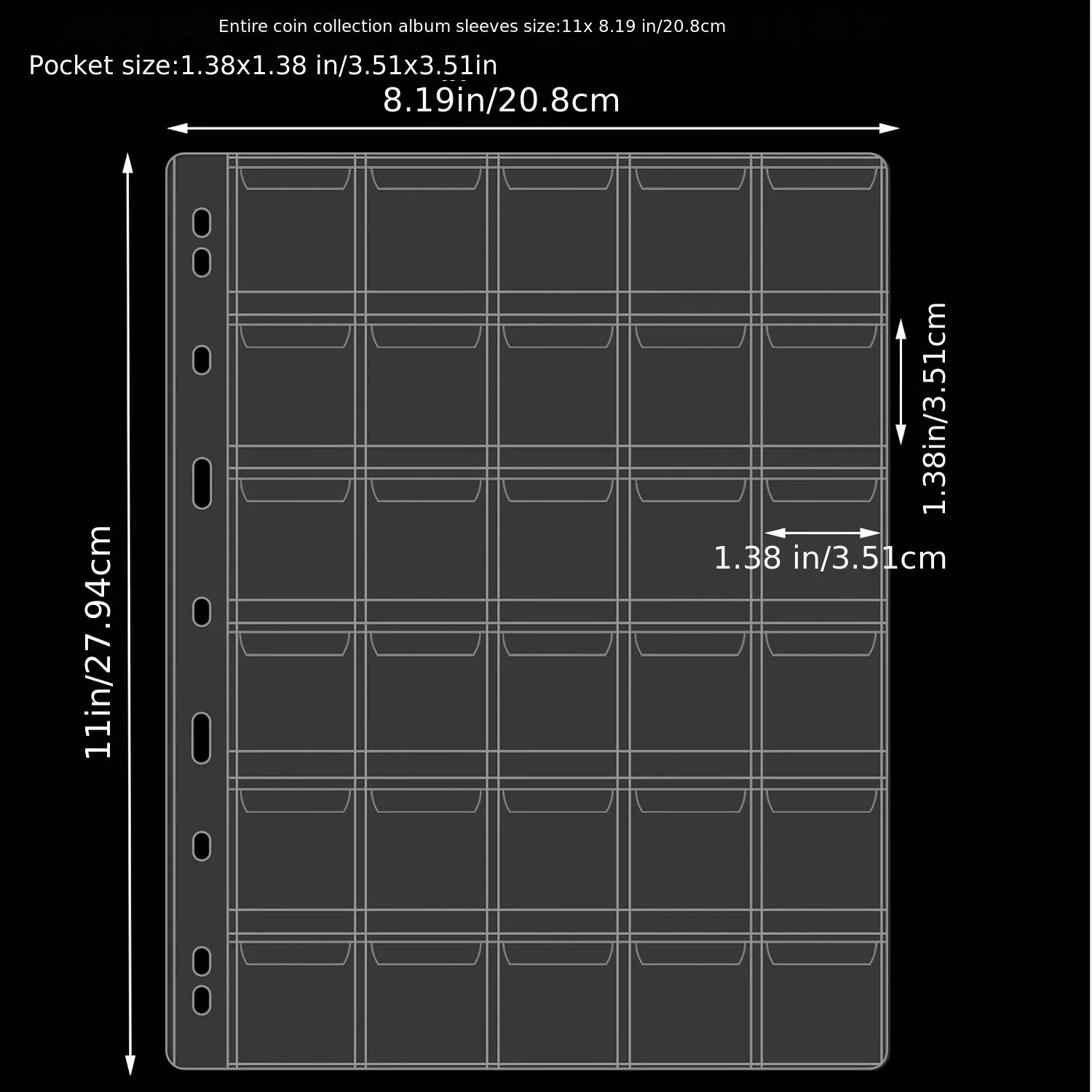 Picture 7: 30 Pockets Coin Binder Collection Supplies Pages 9 Hole Coin Collecting Pocket Page for Coin Stamp Badge Collection 5-10 Sheets