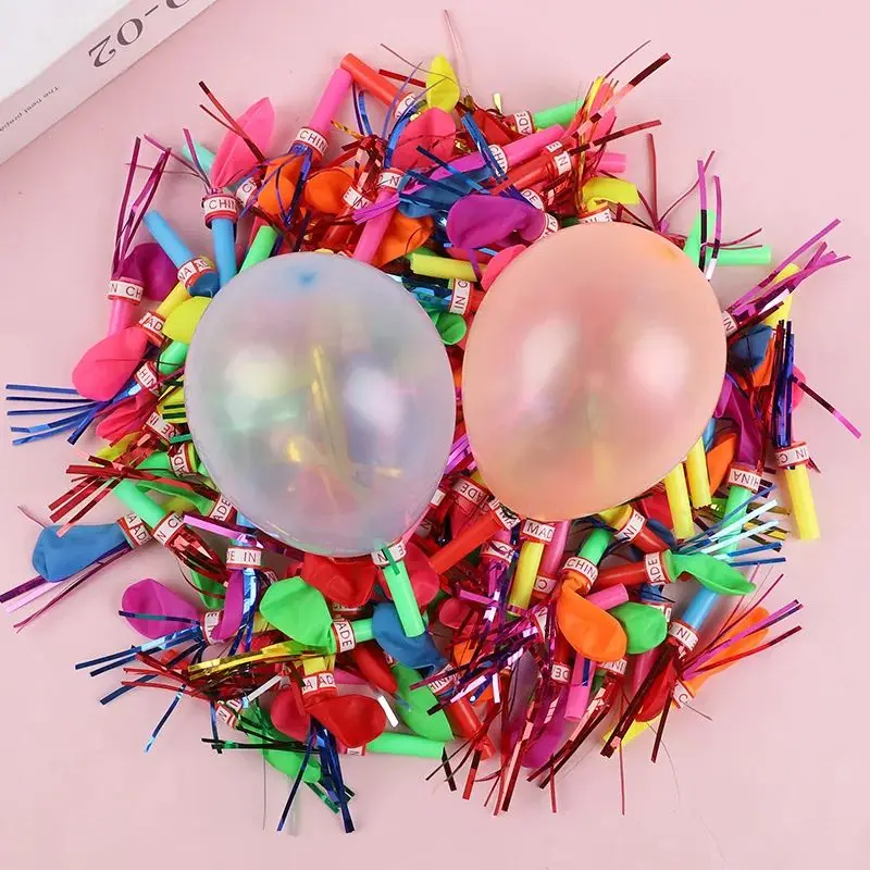 50 Pcs Gold Thread Balloon Whistle Kids Birthday Party Favor Pinata Filler Easter Children's Day Carnival Party Favor Decoration