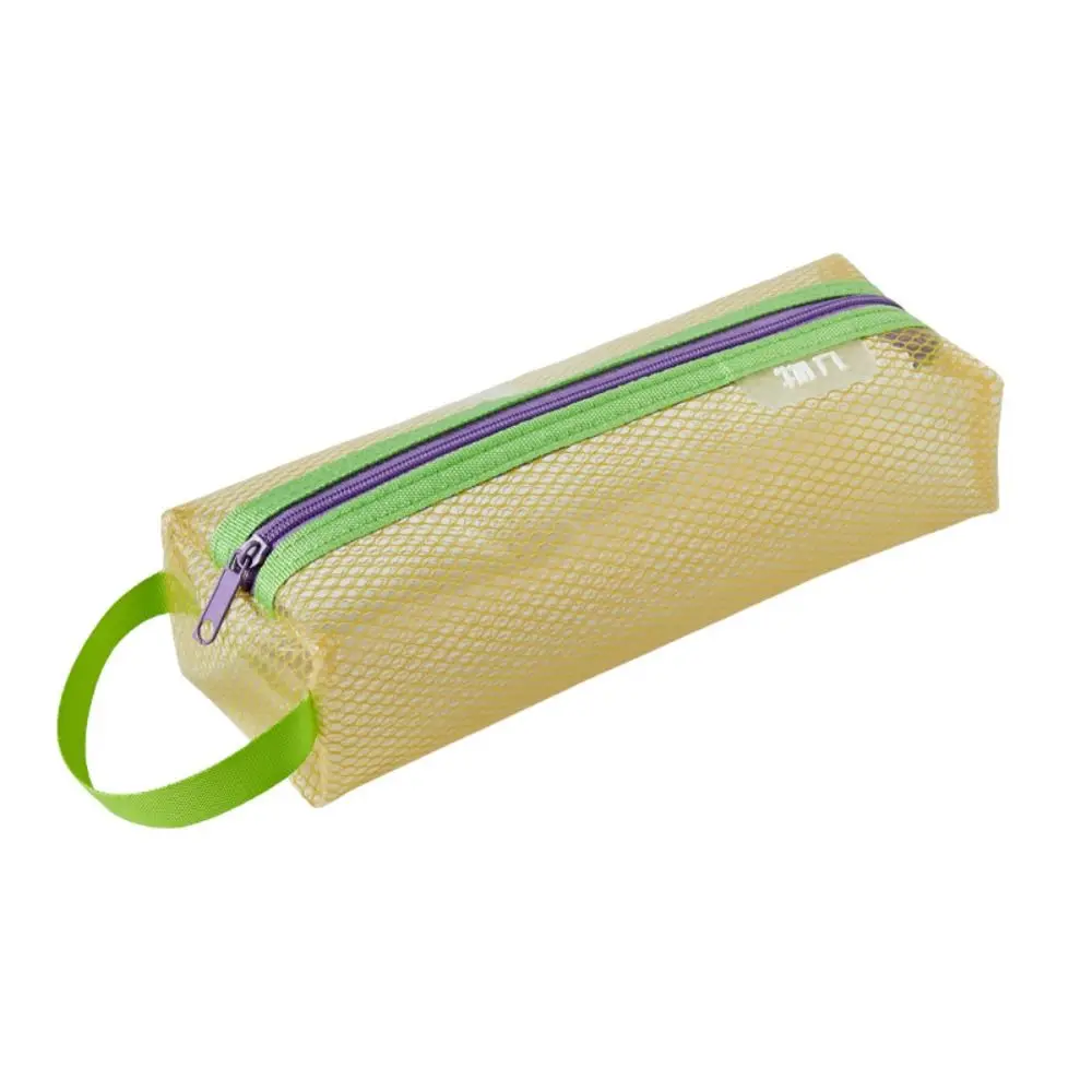 Portable Mesh Pencil Case Zipper Large Capacity Stationery Storage Pouch Triangular Marker Pouch Pouches Bag Organizer