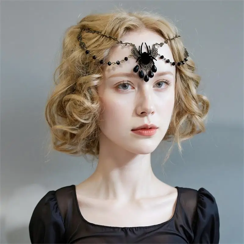 652F Halloween Feathered Headband Bat Headpiece Bat Necklace Halloween Costume Accessory for Women Girl Halloween Masquerades