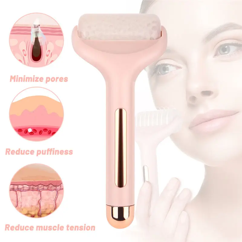 Portable Face Roller Pink Ice Roller Handheld Massager Skin Care Lifting Tool Anti-wrinkle Tighten Pores Valentines  BeautyGift