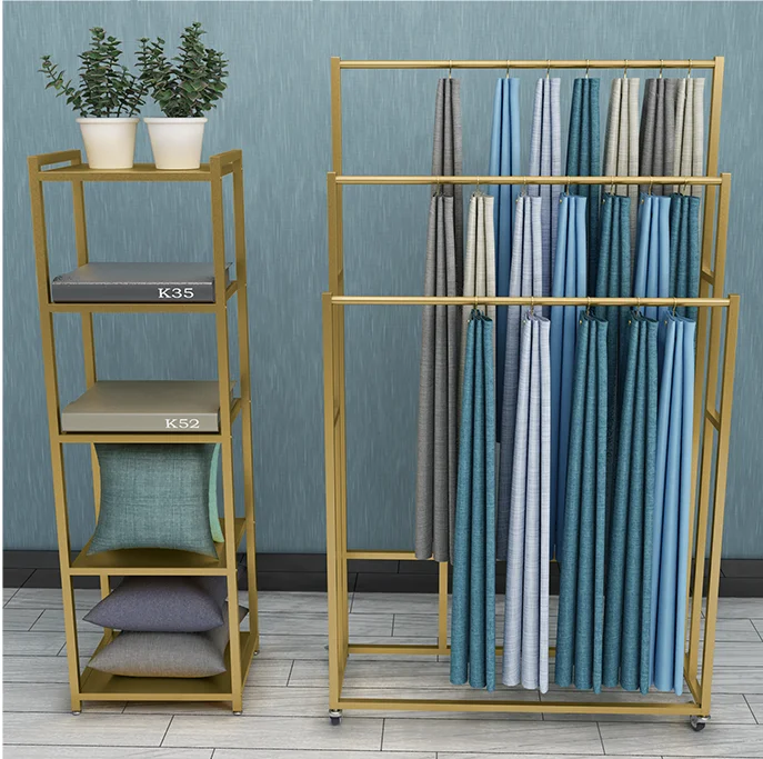 Mobile curtain display frame simple elevator display frame home textile fabric floor display fabric sample exhibition frame