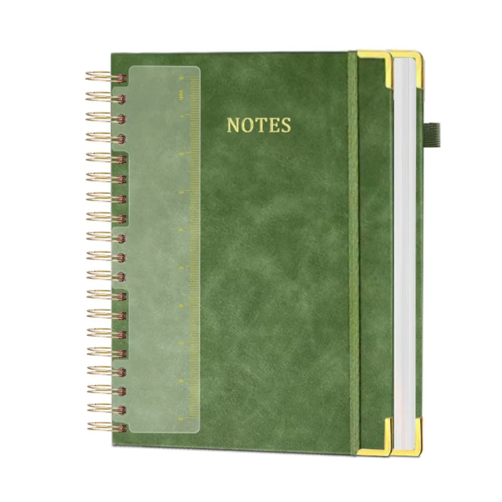 300 Pages PU Leather Notebook Thick Paper No Ink Bleed Business Notebook Metal Binding 360° Folding Paper Journal Office Use
