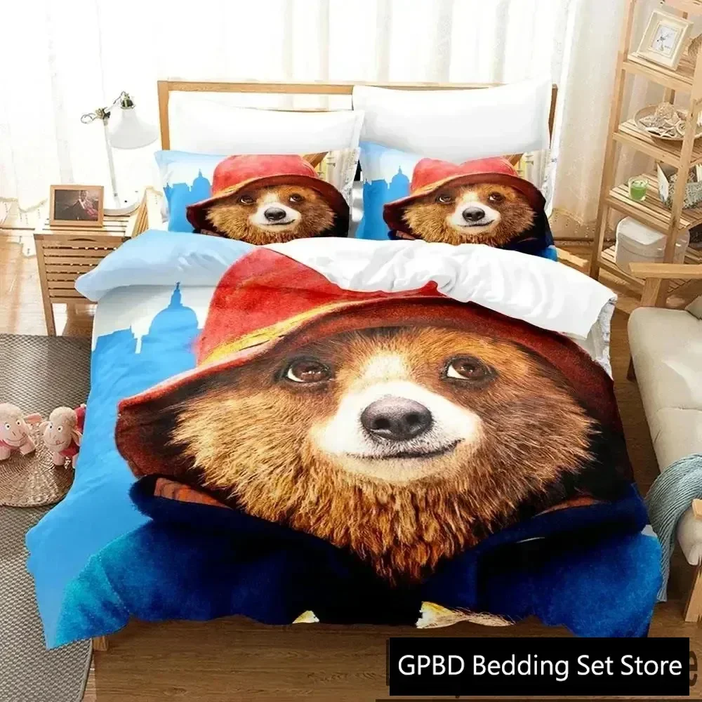 

3D Print Cartoon Paddington Bear Bedding Set Boys Girls Twin Queen King Size Duvet Cover Pillowcase Bed boys Adult