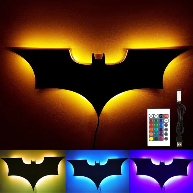 Kreatywna lampa ścienna 3D Bat LED Lustro Światło RGB Dekoracyjne światło nocne z pilotem do sypialni Salon Ganek