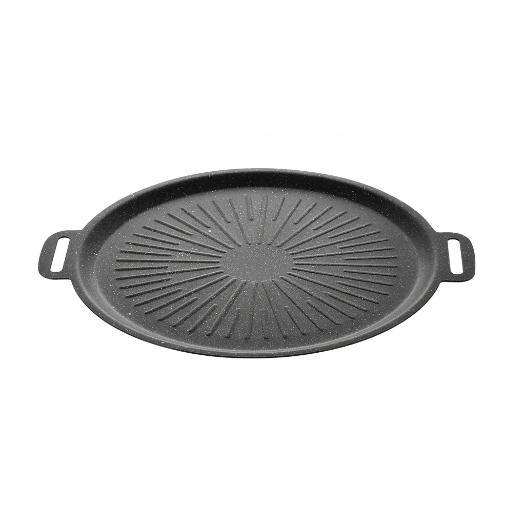 28cm Maifan Stone Grill Pan Physical Nonstick Korean Style BBQ Plate for Induction Cooker Gas Stove and Portable Camping Cooking