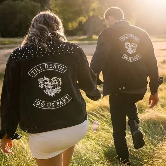 Bride and Groom Matching Wedding Jackets | Till Death Do Us Part | Groom Jacket | Bride Jacket | Wedding Day Matching Jacket