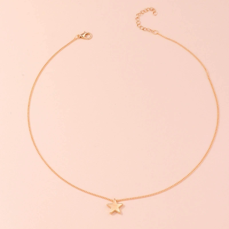 Sweet Stylish Star Pendant Necklace Dainty Star Sweater Chain Simple Y2K Jewelry Eye-catching Star Choker Clavicle Chain