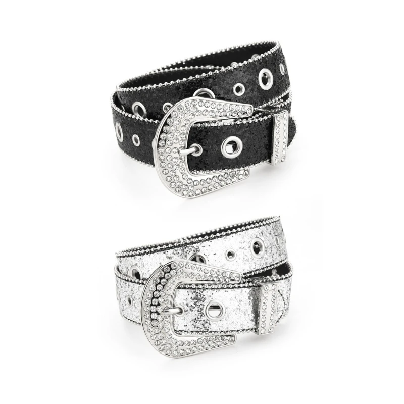 

Rock Full Sequins Adult Waist Belt Luxurious Waist Belt Fashion Belts Adjustable Buckle Belt for Nightclub Dropship