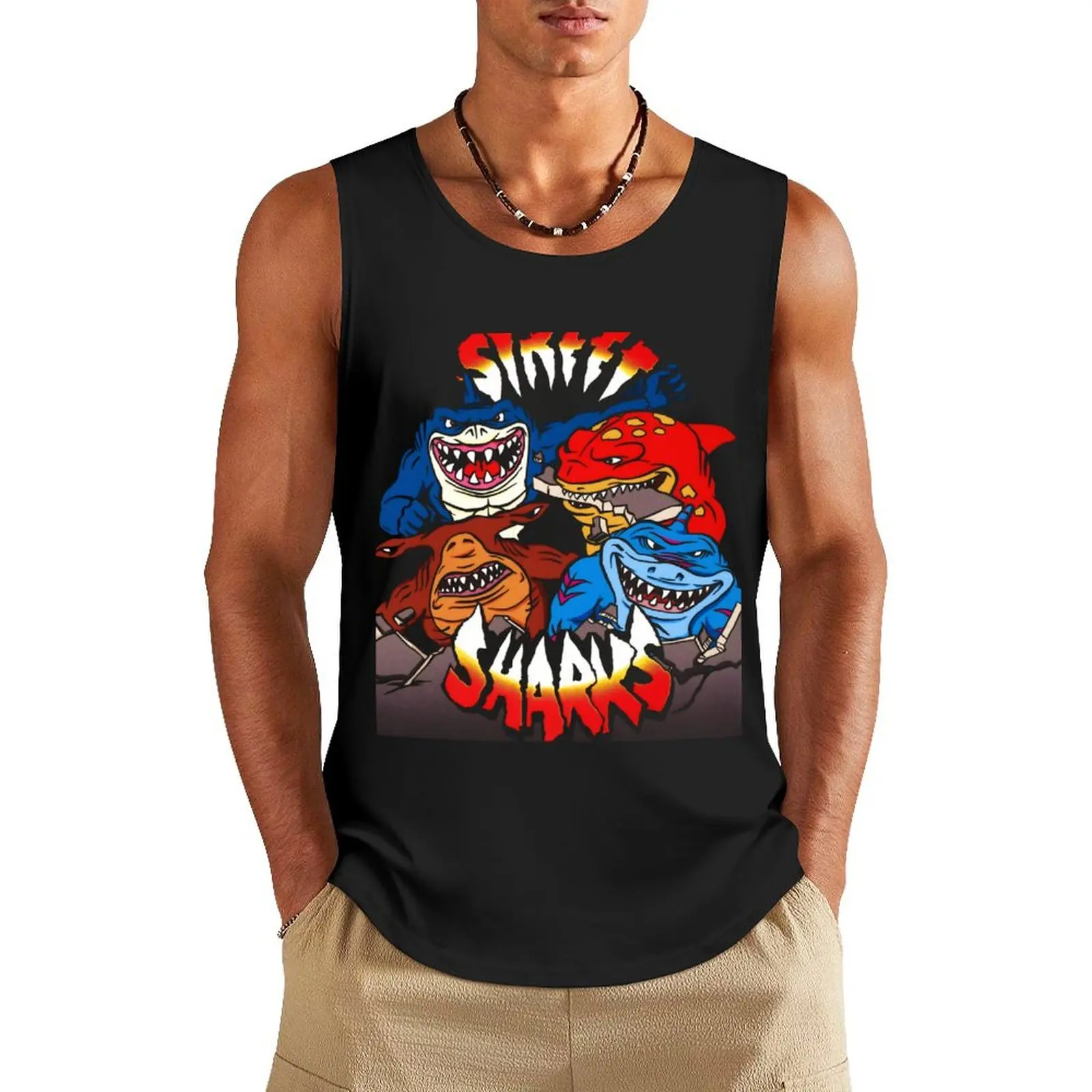 

Street Sharks Grouop / Logo Tank Top gym men man vest Gym T-shirts for men