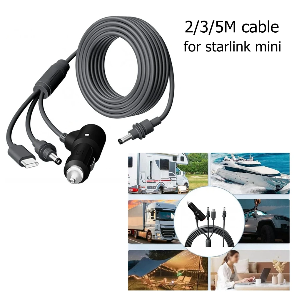 

Кабель питания 3-в-1 для Starlink Mini с переключателем Type-C/DC, шнур для автомобильного прикуривателя Starlink Mini и разъем DC Male