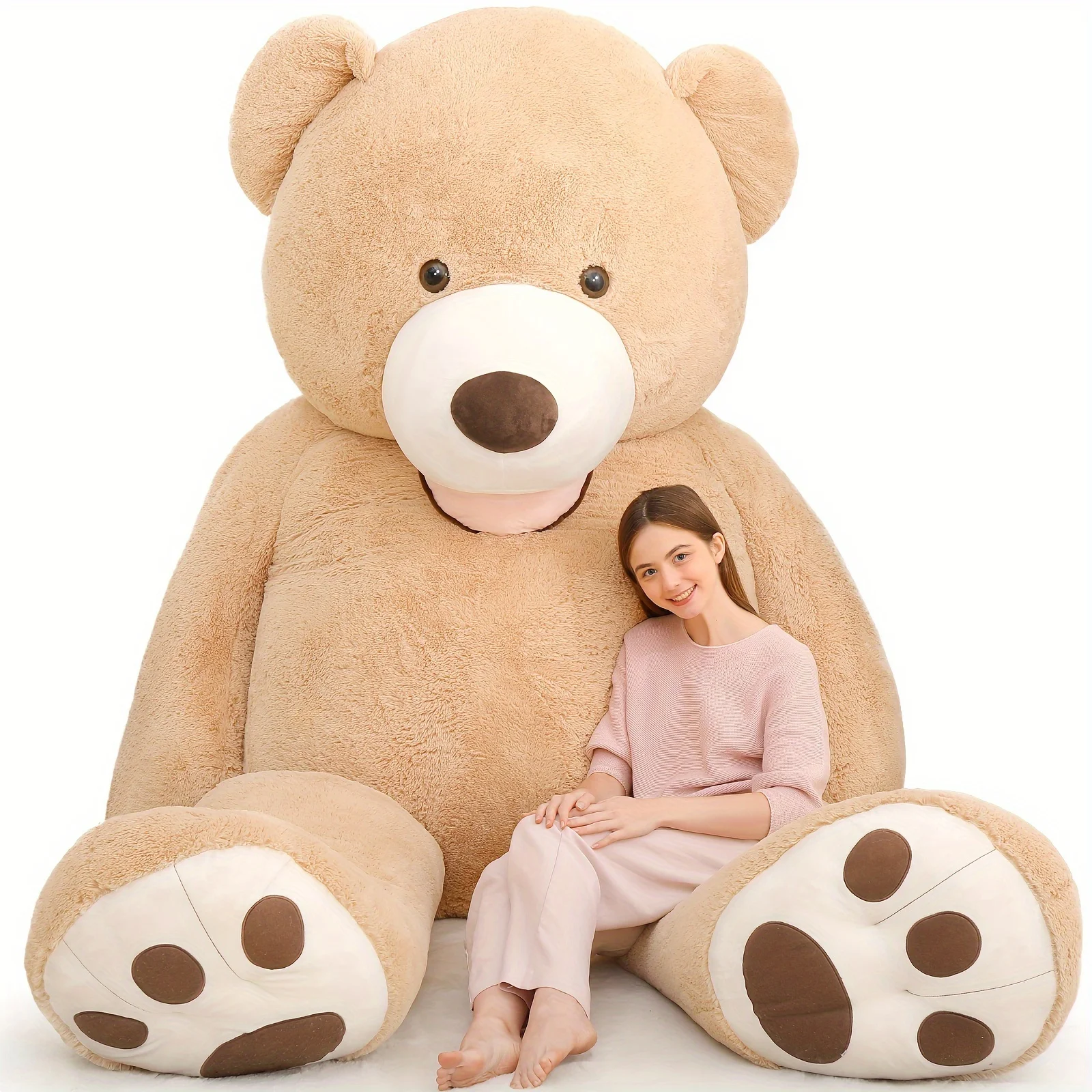 Giant 8.5ft Apricot Teddy Bear - Soft Polyester Plush Stuffed Animal, Perfect for Couples, Youngsters Showers & Valentine's Day