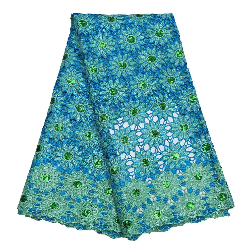 African Water Soluble Lace Fabric, French Tulle, Sequins Embroidery, Guipure Cord, Lace Material for Dress, Highest Grade