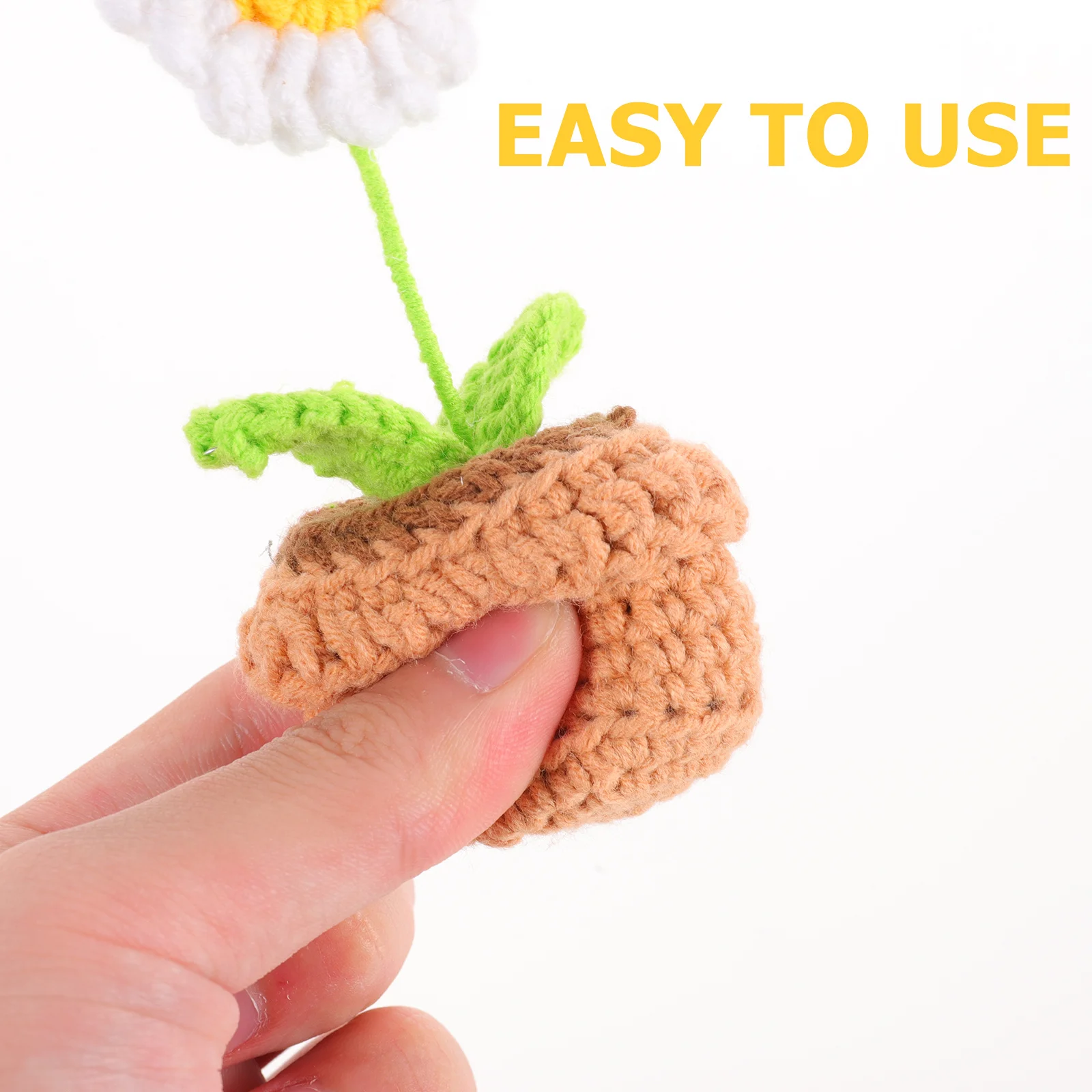 

Mini Potted Crochet Flower Desktop Decoration Lifelike Small Artificial Crochet Flower Bonsai Office Home Gift Table Ornament