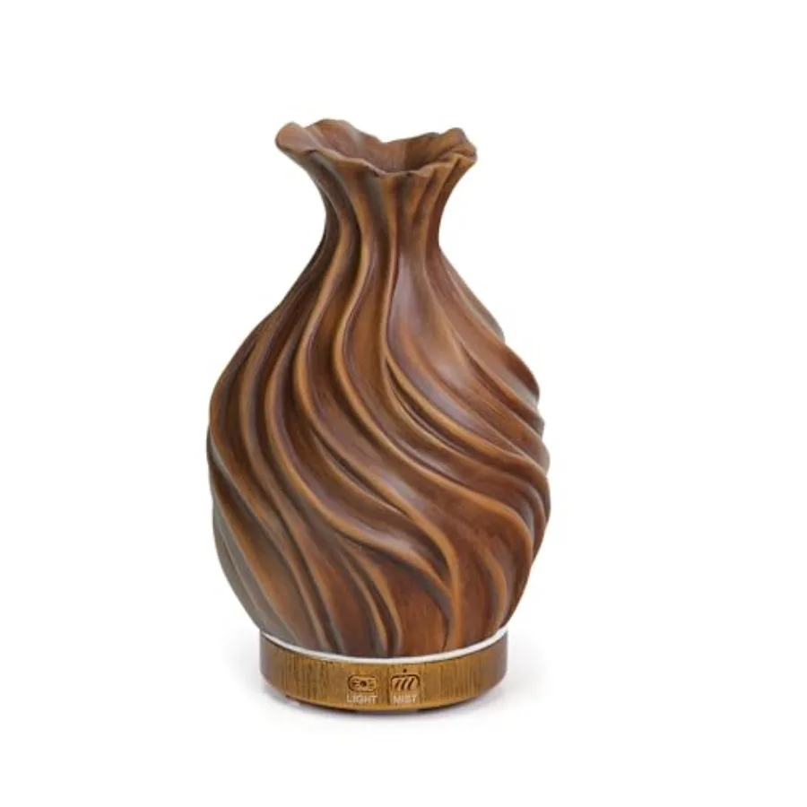 

200ml Essential Oil Diffuser for Home Wood Grain Cover Aromatherapy Diffuser Cool Mist Humidifier with Safe Auto Shut-Off and 2