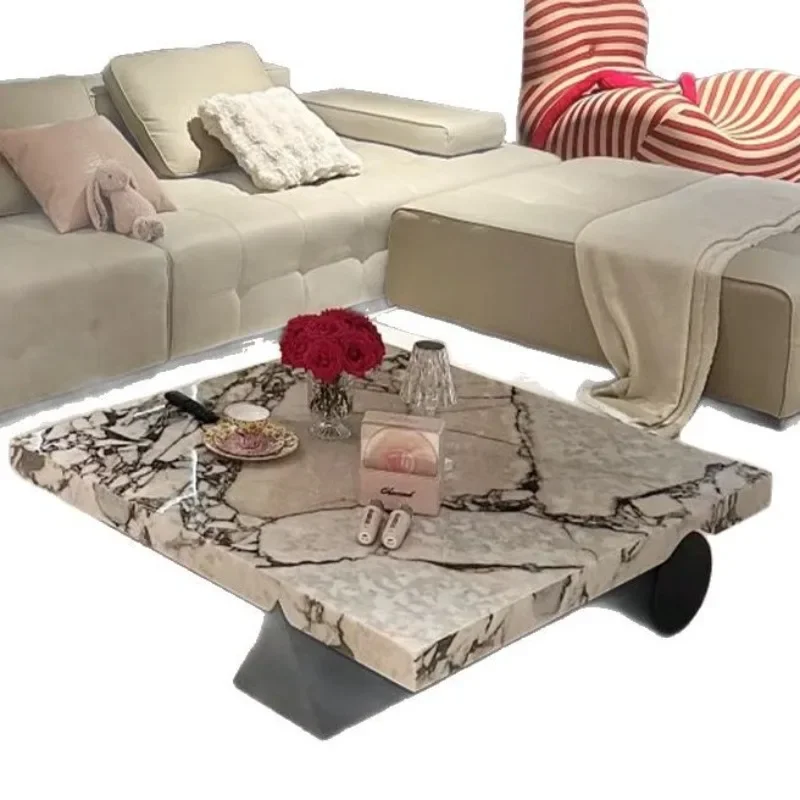 

Итальянский минималистичный мраморный журнальный столик для гостиной, 1,1 метра в квадратных метрах, современный дизайн.