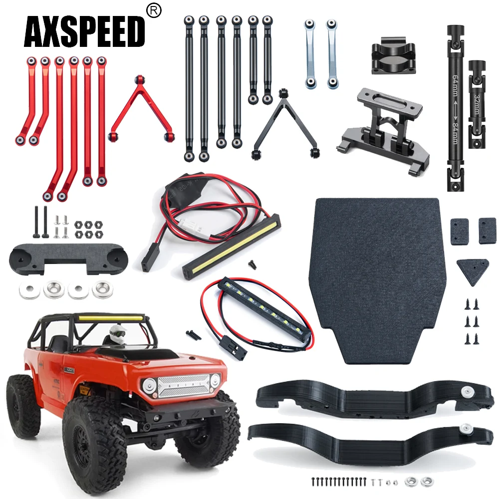 AXSPEED wał napędowy pręt łączący zestaw parasol wiszący Led Light błotniki karoseria Shell części do Axial SCX24 90081 Deadbolt 1/24 RC Car