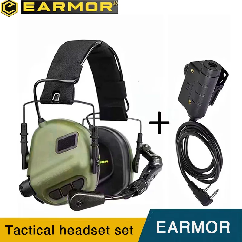 Shooting earmuffs electronic silencer earmor m32 mod3 tactical headset & m51 ptt adapter set for baofeng radio communication PPT