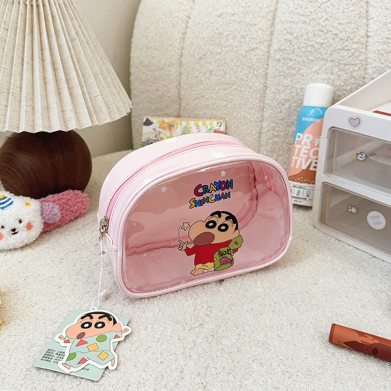 Nova bolsa de maquiagem bonito crayon shin-chan saco de cosméticos viagem saco de armazenamento de higiene pessoal à prova dwaterproof água saco transparente moda