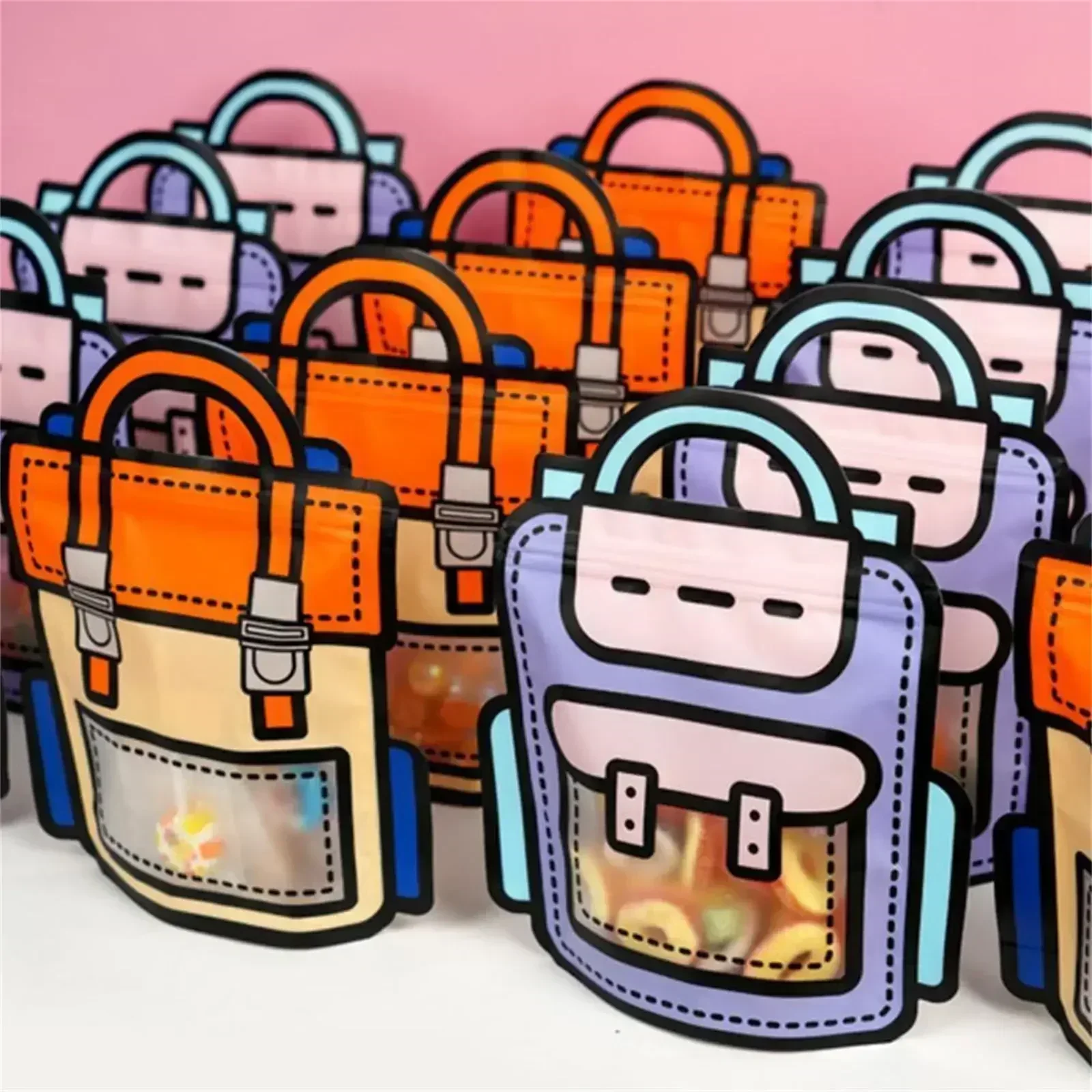 Plastik-Geschenktüten Cartoon-Rucksack Goodie-Bag für Schulanfang Geburtstagsparty Geschenktüte mit Griff Süßigkeitentüten für Snacks – Detail 2