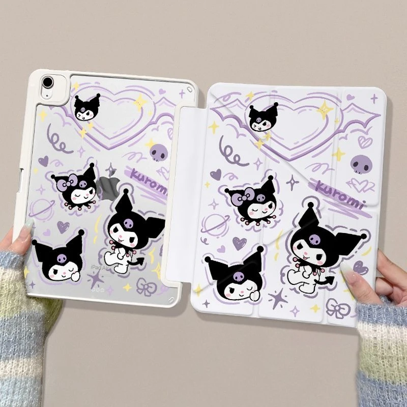 

Kuromi Tri-fold IPad Case for 11th Gen 10th 10.9in Air5/4 AIr3 10.5 Ipad Pro 11in Air7 6th 9.7in Acrylic Case 9th 10.2inch Cover