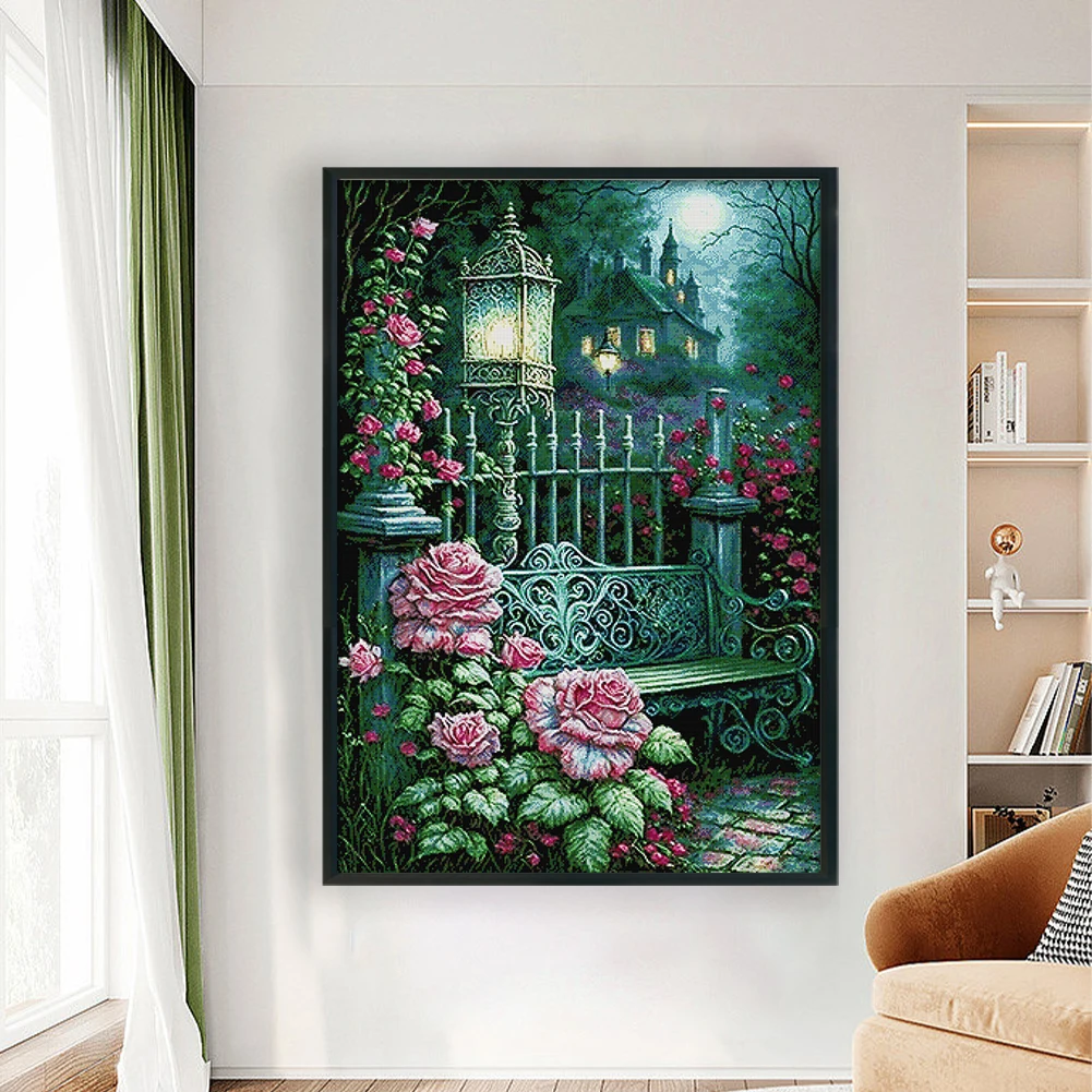 طقم غرز متقاطعة مطبوعة بالورود مقاس 62 × 90 سم يمكنك صنعه بنفسك 14CT خيط فني للتطريز ديكور منزلي #3