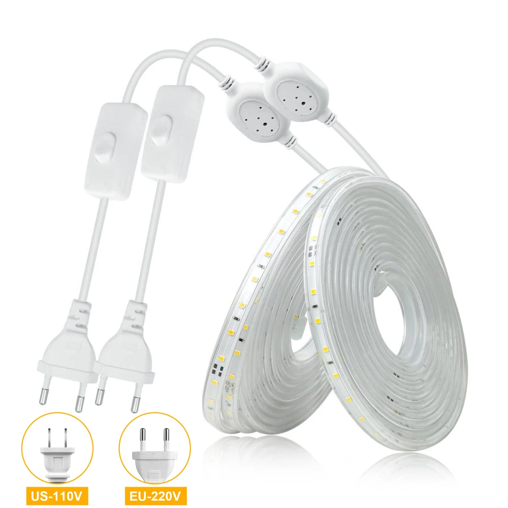 110V 220V LED Strip listwa 2835SMD o wysokiej jasności wystrój pokoju podświetlenia lampa wstążkowa wodoodpornego ogrodu balkonowego