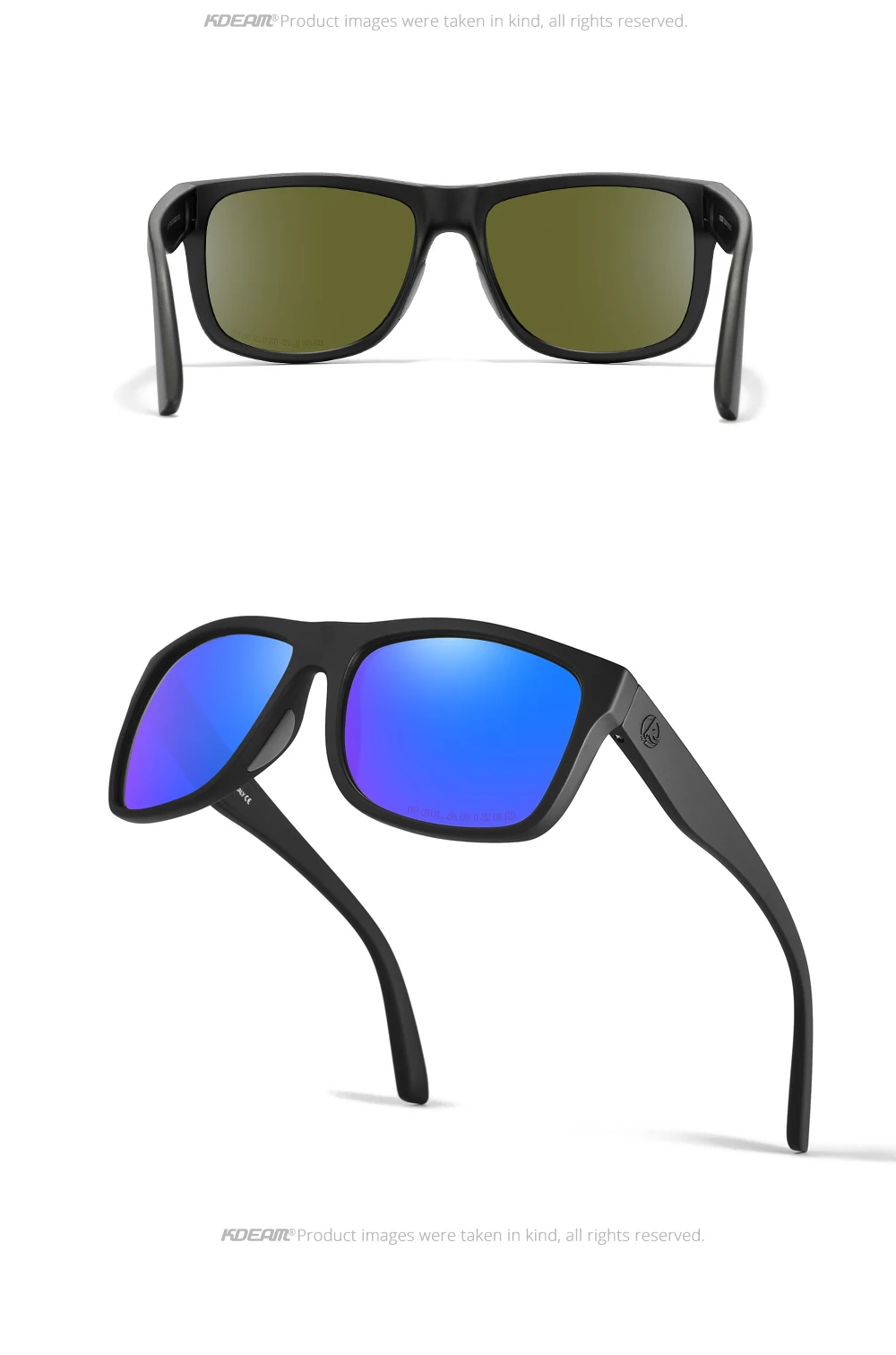 Kdeam polarisierte Sonnenbrille Männer Sport drei dimensionale Marke Logo tr90 quadratische Sonnenbrille ganz schwarz mit Reiß verschluss Fall kd0721 – Detail 17