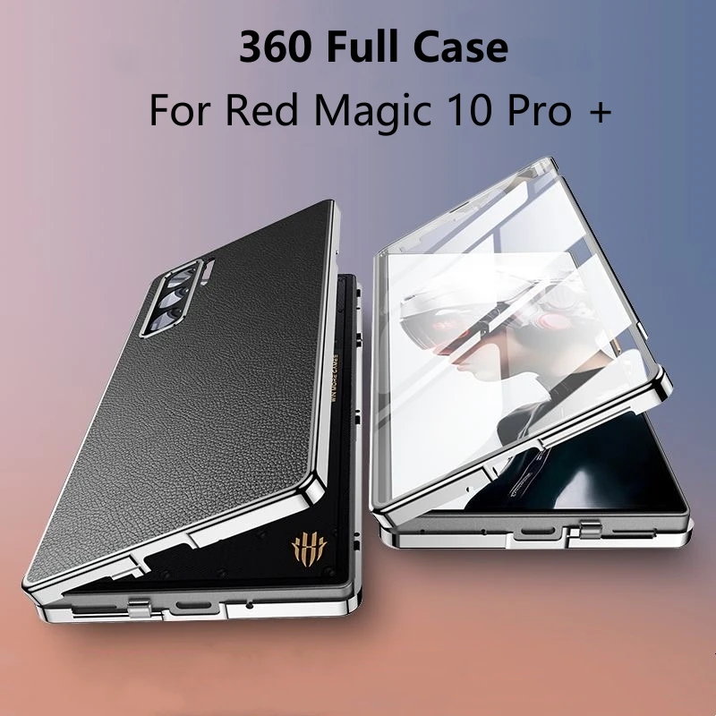 360 Full Case For Red Magic 10 Pro Plus Case Tempered Glass Leather Cover For Nubia RedMagic 10 Pro Double Sided Protect Shell