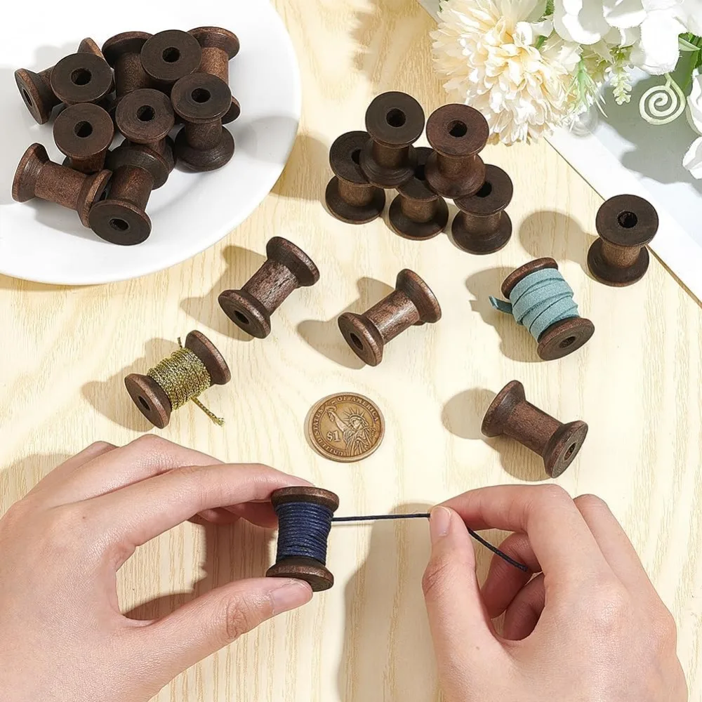 30Pcs Antique Wooden Empty Spools, 1.18\