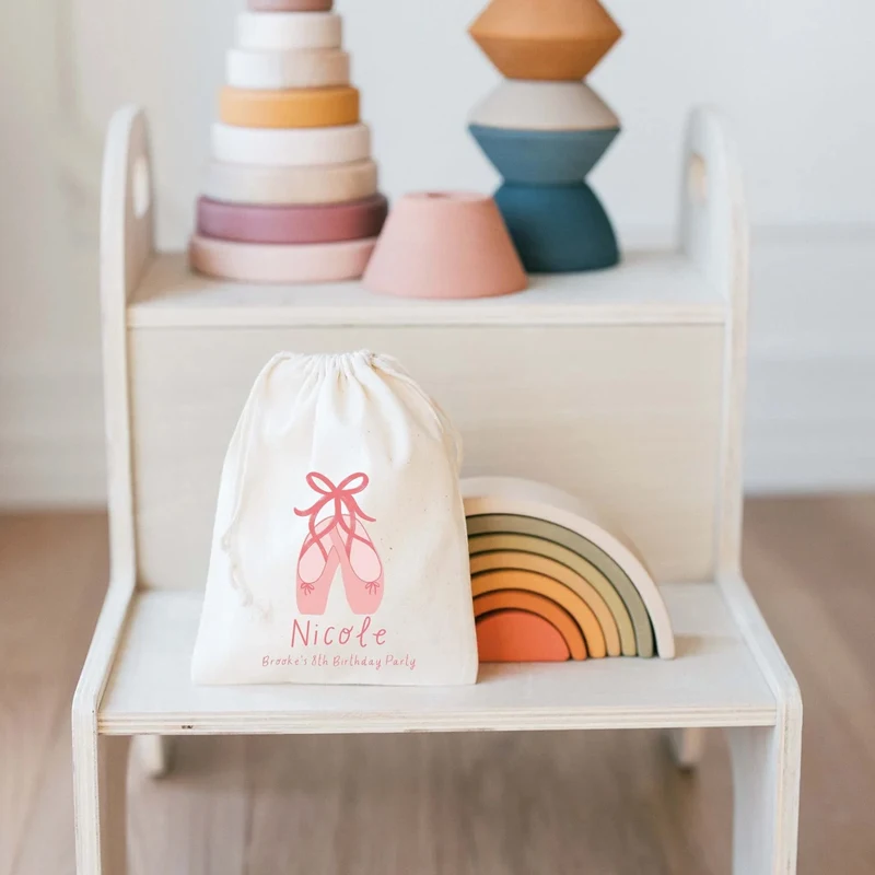 اسم شخصي الباليه عيد ميلاد الرباط الهدايا أكياس مخصصة الفتيات حفلة عيد ميلاد سعيد الديكور الهدايا لوازم استحمام الطفل