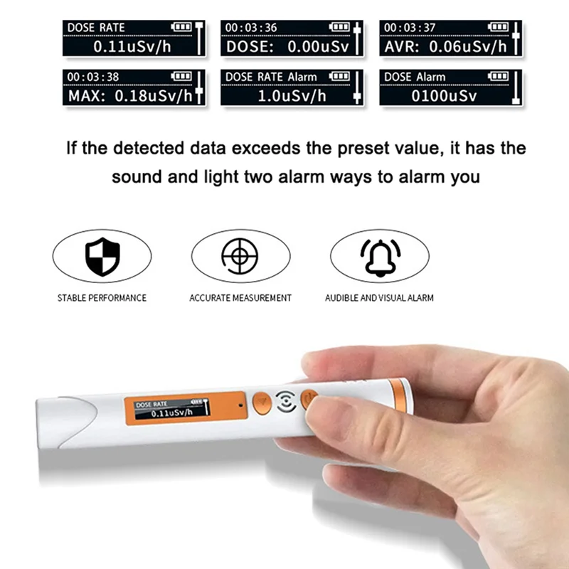 B16C-Tester nucleare tascabile portatile Raggi X Raggi Y Raggi B con batteria Dose personale Contatore Geiger Display digitale