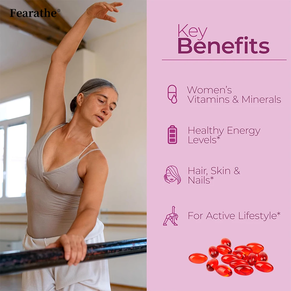 كبسولات الفيتامينات اليومية للنساء، مكمل يومي للمساعدة في دعم الأعصاب وعلاج التمثيل الغذائي في الطاقة والعظام وصحة المناعة #4
