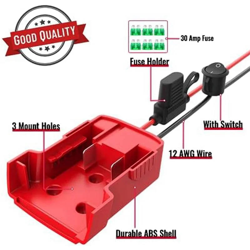 Classy-2 Packs Power Wheels Adapter For  M18 Battery Adapter Power Wheels Battery Converter Kit With Fuse Durable Easy