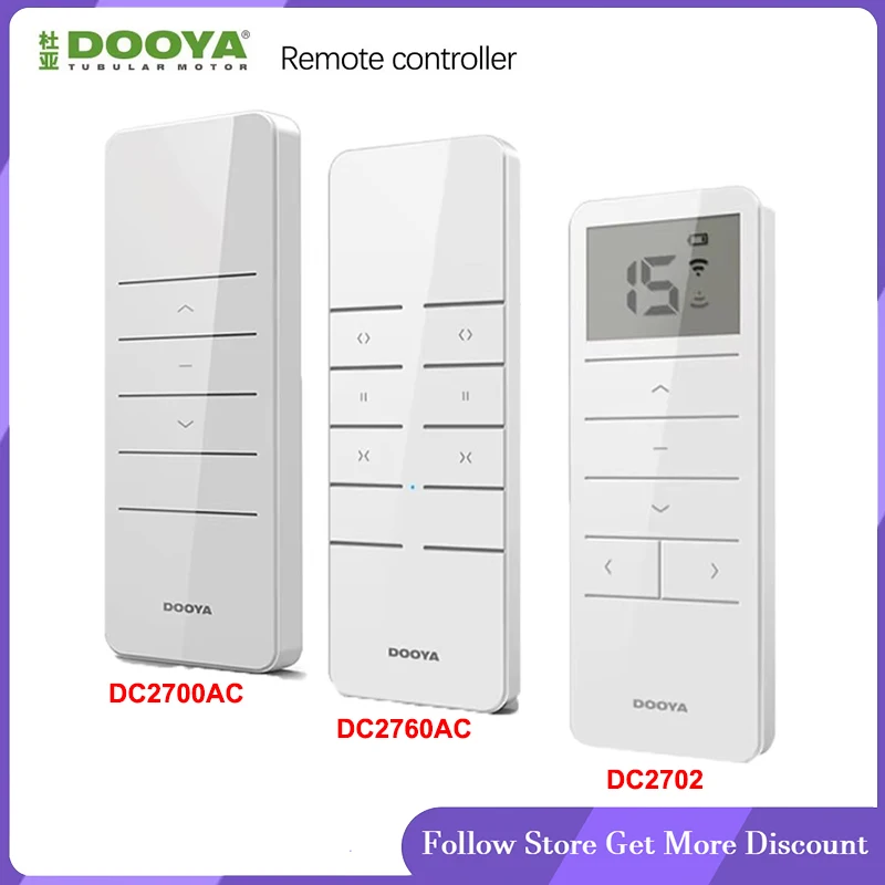 

Dooya DC2700/DC2760/DC2702 1/2/15 Channel Remote Controller for Dooya Electric Fix Code RF433 Tubular Motor Curtian Motor DT82TV