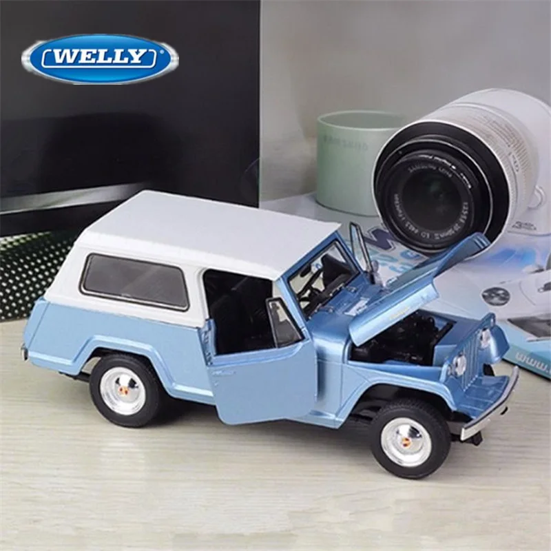 

WELLY 1:24 1967, Jeep Jeepster Commando, универсал, модель автомобиля из сплава, литая под давлением модель автомобиля для путешествий по бездорожью, детский подарок
