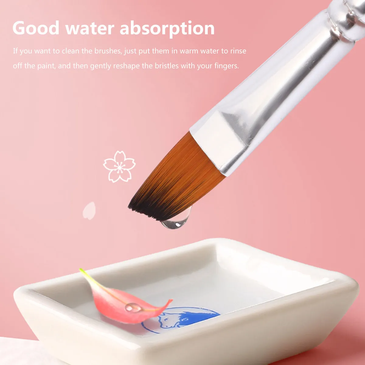 

Набор нейлоновых кистей для рисования, цвет розовое золото, со скошенной головкой, многофункциональные, для акрила, масла, акварели, с прочной деревянной ручкой