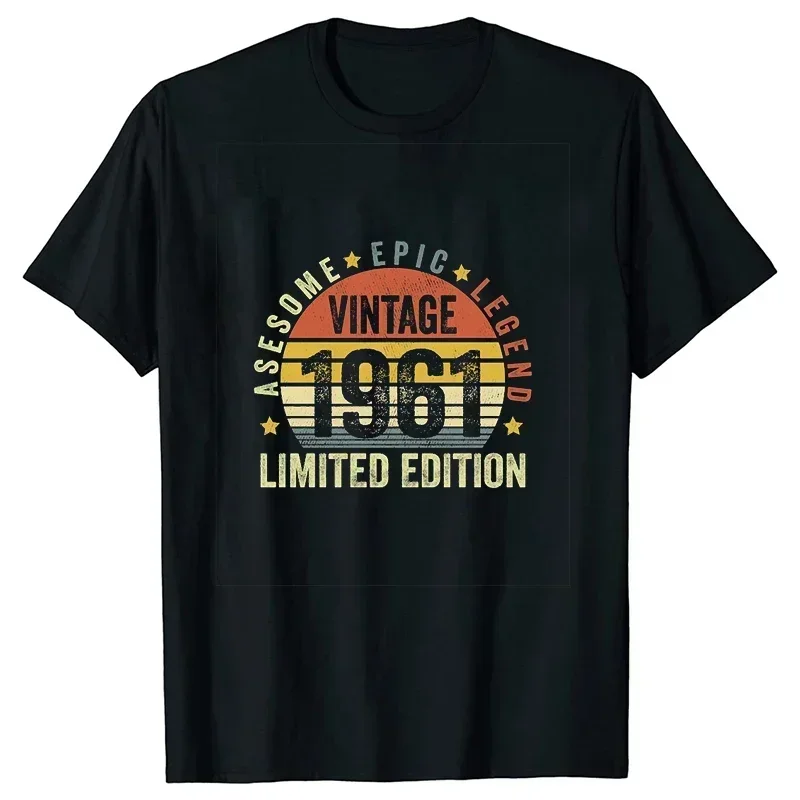 Birthday Gifts Summer Vintage T-shirt Vintage 1961 Limited Edition Birthday TShirt Husband and Wife T Shirts Harajuku Streetwear image 3