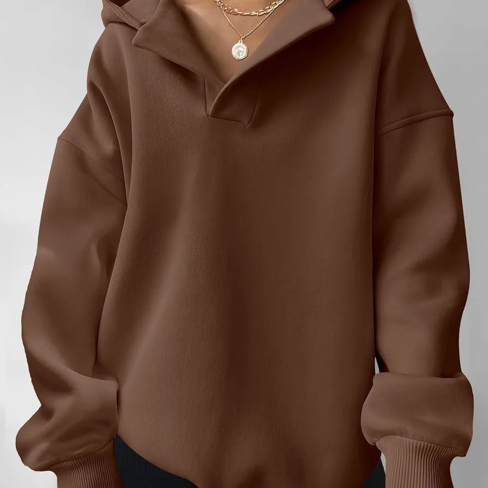 เสื้อฮู้ดแขนยาวสีพื้นสำหรับผู้หญิงรุ่นใหม่ปี 2025