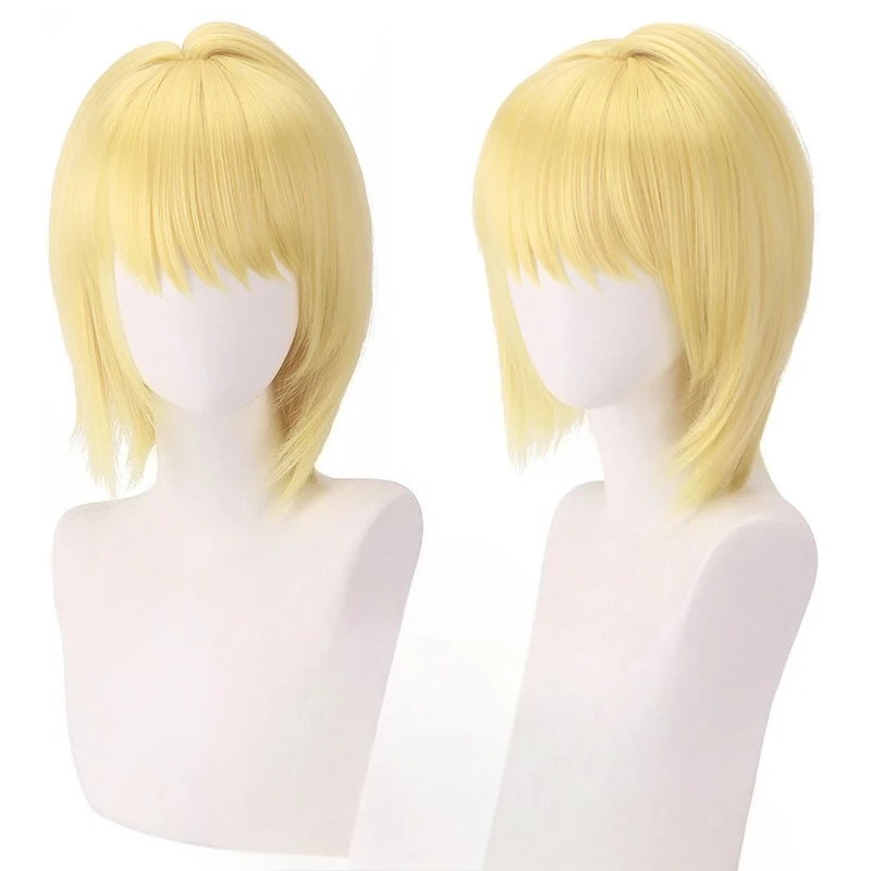 Synthetic Cosplay Wig Straight Blonde Hair Anime Costume Heat Resistant Party Halloween Performance Roleplay for Women