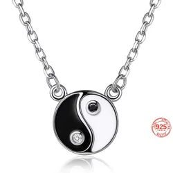 925 Sterling Silver Yin Yang Amulet Pendant Chinese Taoism Symbol Talisman Charm Pendant Necklace for Men Women, 18'' QC24