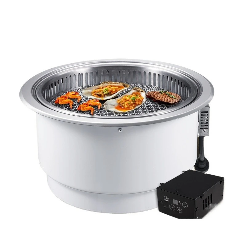 Commercial lower smoke exhaust Korean carbon grill, built-in barbecue grill in barbecue shop c