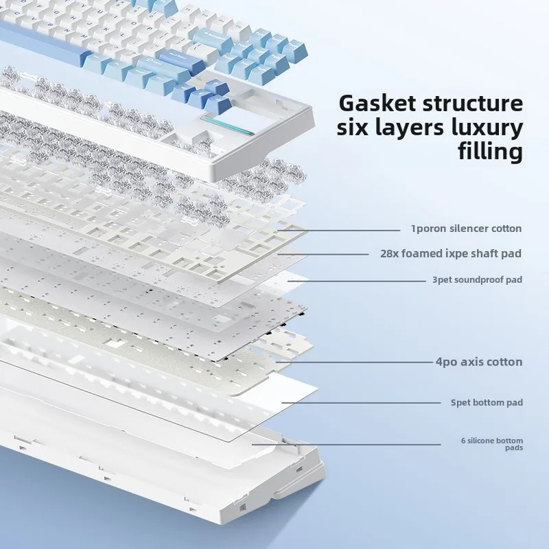 K87Customized Mechanical Keyboard Gasket Structure Wireless Three Mode Hot Swap Full Key No Impact RGB 80%  87keys Gaming Office