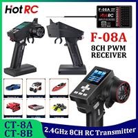HOTRC Radio Remote Control CT-8A/CT-8B 8CH 2.4GHz FHSS Transmitter 8CH F-08A PWM Receiver for RC Model Car Boat Tank Accessories