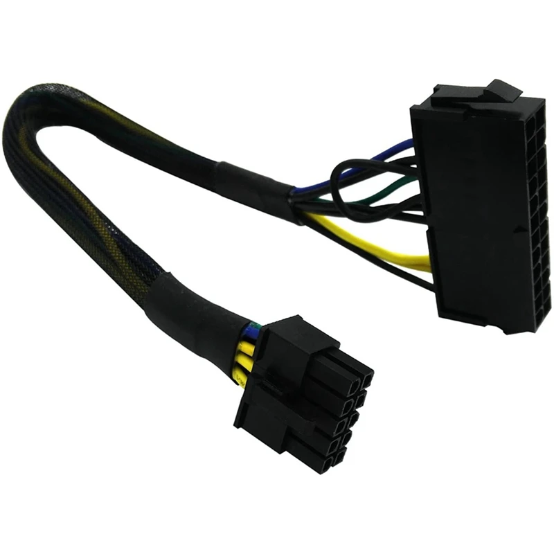 2X 24 Pin To 10 Pin ATX PSU Main Power Adapter Braided Sleeved Cable For IBM For Lenovo PC And Servers 12-Inch(30Cm)