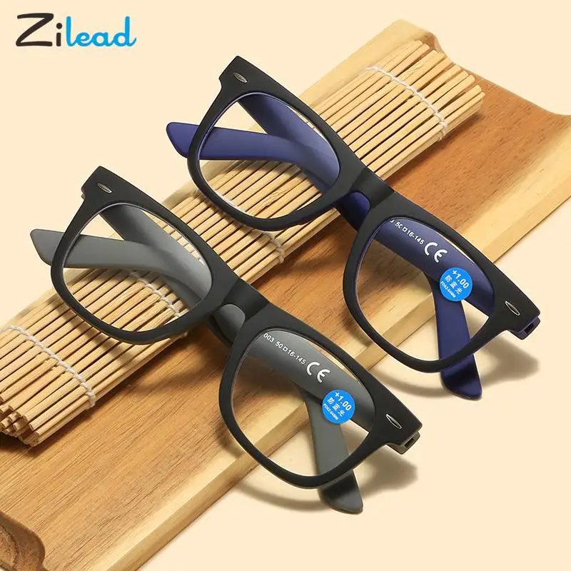 Zilead Fashion Black Big Frame Reading Glasses Women Men New Anti Blue Light Presbyopia Protection Eyeglasses Diopters 0+100+400