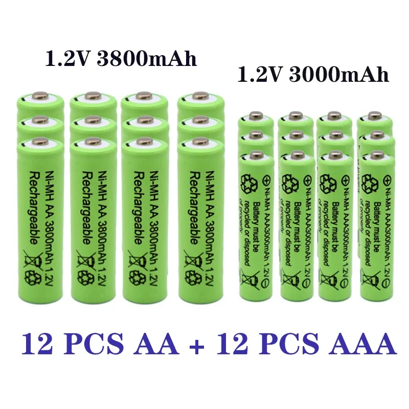 1.2V AA 3800mAh NI-MH Rechargeable Batteries+1.2 V AAA 3000 mAh Rechageable battery NI-MH battery